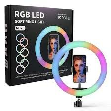 Multi Use and Multicolors RGB Colour 26cm Ring with 3 Soft Mode Options and 7 Feet Stand