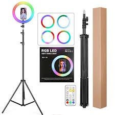 Multi Use and Multicolors RGB Colour 36cm Ring with 3 Soft Mode Options and 7 Feet Stand