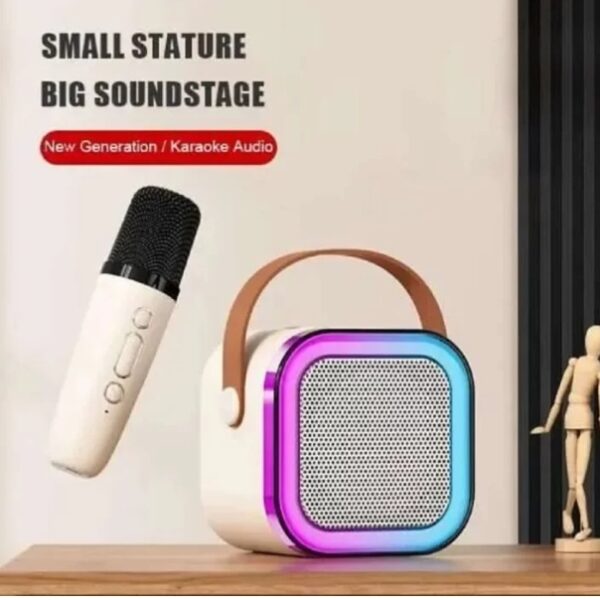 K12 Mini Outdoor Karaoke Bluetooth Speaker Portable Microphone Audio With double wheat Microphone Home Karaoke Speaker multifunctional AUX, TF Card, u diskTYPE-C