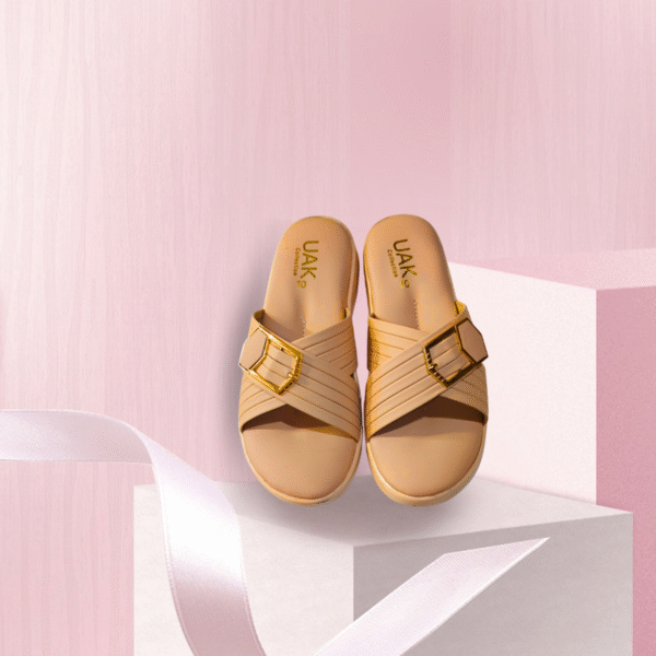 Women’s tan PU casual slippers for daily comfort – JI Accessories